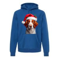 Brittany With Santa Hat Christmas Xmas Dog Owner Lover Mom Gift Premium Hoodie