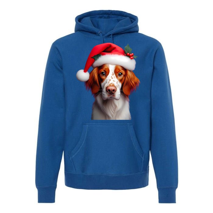 Brittany With Santa Hat Christmas Xmas Dog Owner Lover Mom Gift Premium Hoodie