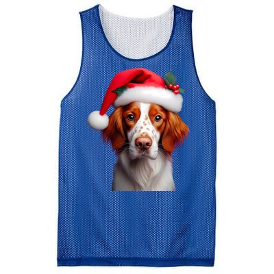 Brittany With Santa Hat Christmas Xmas Dog Owner Lover Mom Gift Mesh Reversible Basketball Jersey Tank