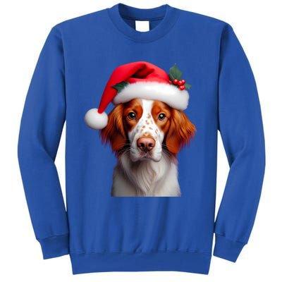 Brittany With Santa Hat Christmas Xmas Dog Owner Lover Mom Gift Tall Sweatshirt