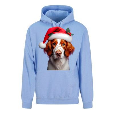 Brittany With Santa Hat Christmas Xmas Dog Owner Lover Mom Gift Unisex Surf Hoodie