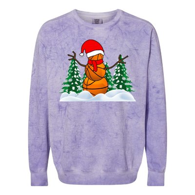 Basketball Winter Snowman Santa Colorblast Crewneck Sweatshirt