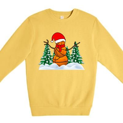 Basketball Winter Snowman Santa Premium Crewneck Sweatshirt