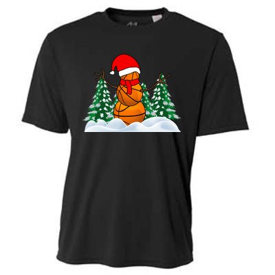 Basketball Winter Snowman Santa Cooling Performance Crew T-Shirt