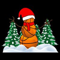 Basketball Winter Snowman Santa Cooling Performance Crew T-Shirt