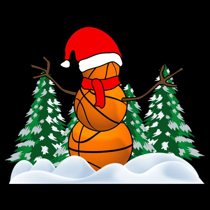 Basketball Winter Snowman Santa Cooling Performance Crew T-Shirt