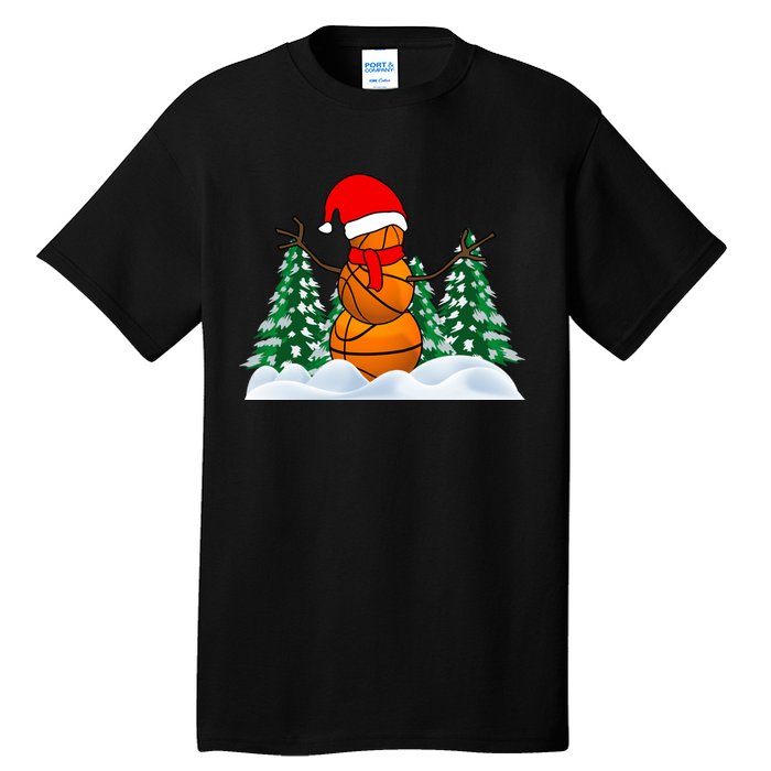 Basketball Winter Snowman Santa Tall T-Shirt