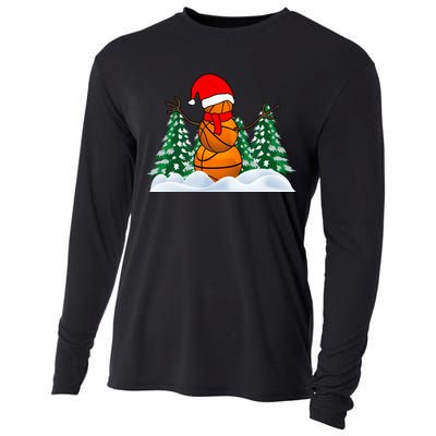 Basketball Winter Snowman Santa Cooling Performance Long Sleeve Crew