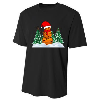 Basketball Winter Snowman Santa Performance Sprint T-Shirt