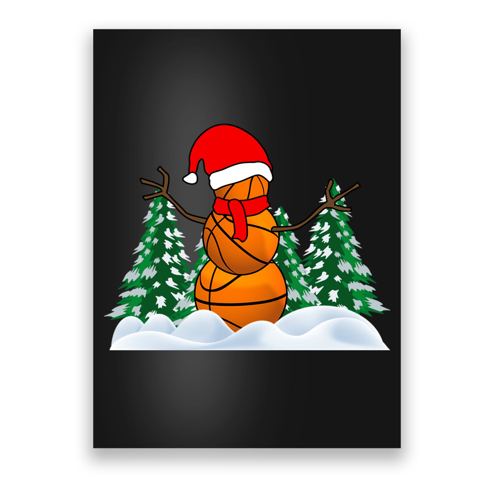 Basketball Winter Snowman Santa Poster