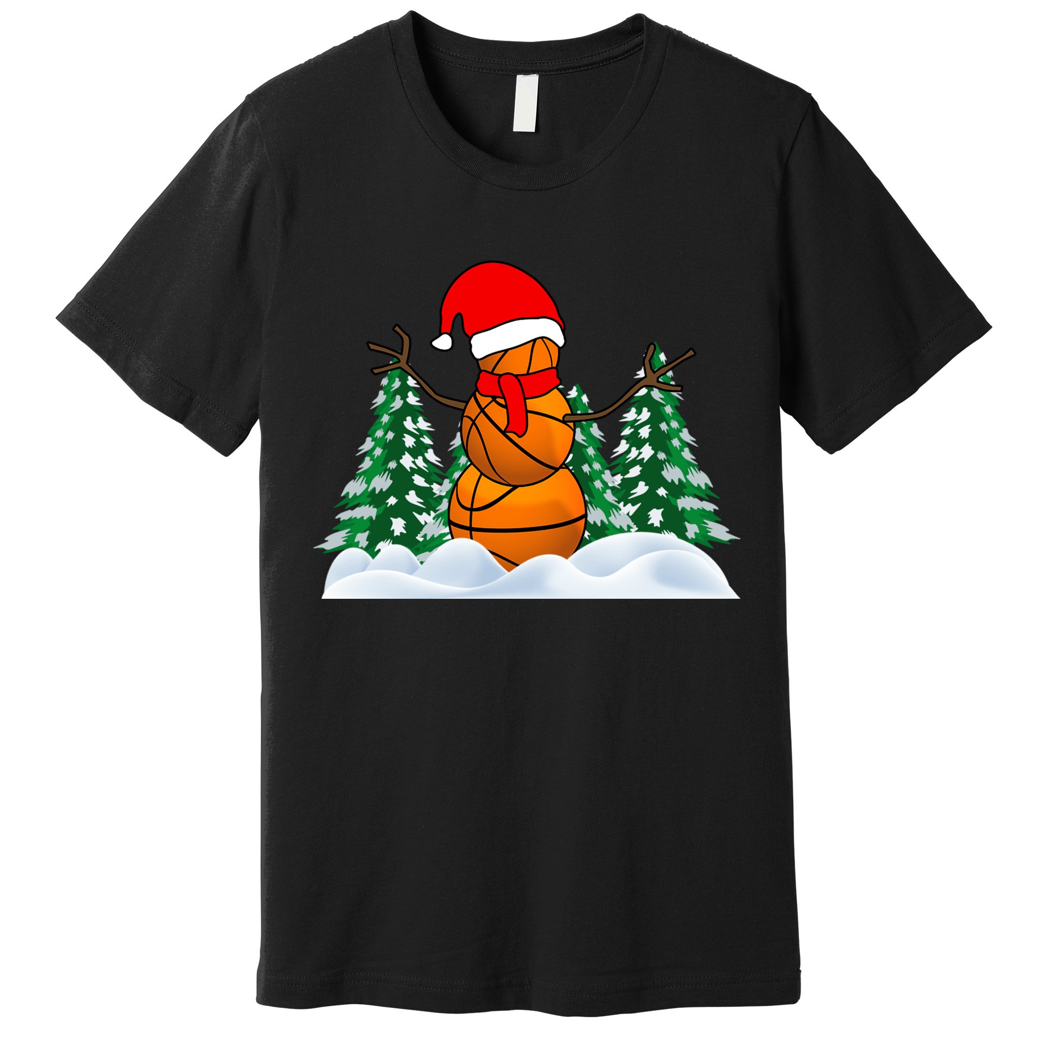 Basketball Winter Snowman Santa Premium T-Shirt