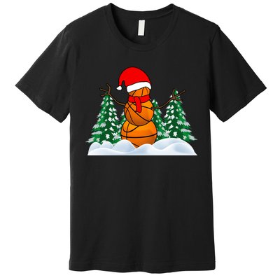 Basketball Winter Snowman Santa Premium T-Shirt