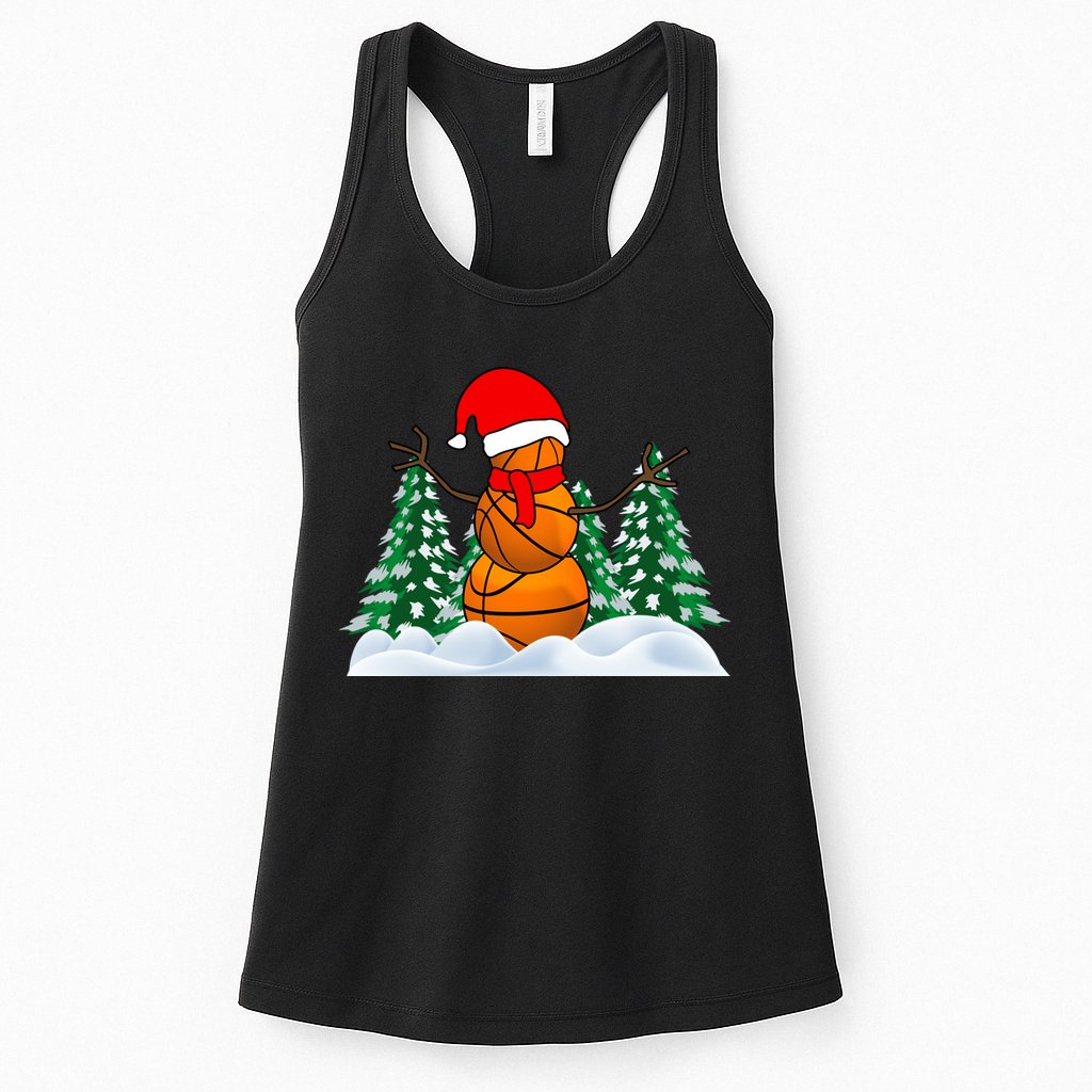 Basketball Winter Snowman Santa Womens Tank Top
