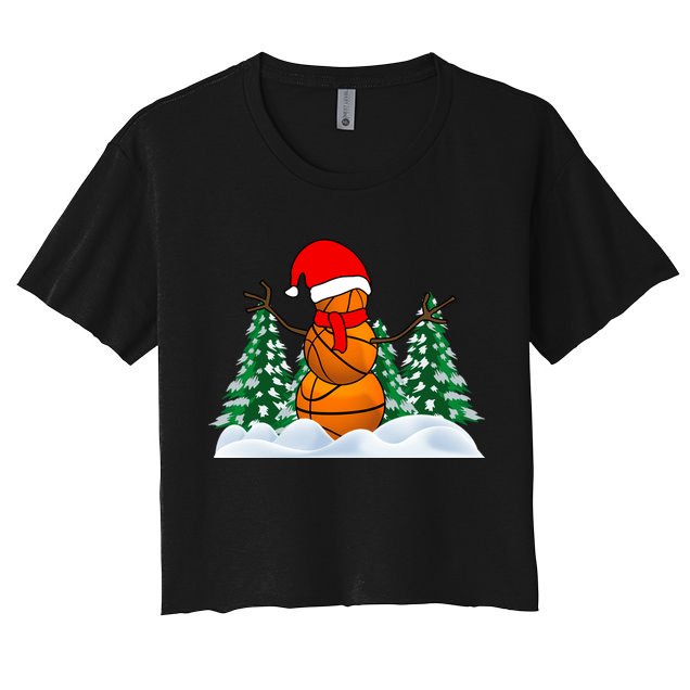 Basketball Winter Snowman Santa Crop Top