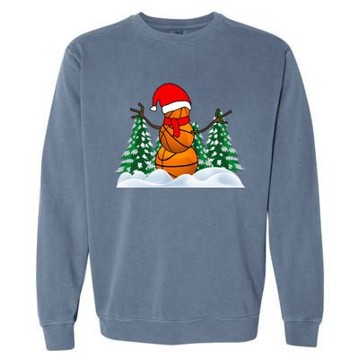 Basketball Winter Snowman Santa Garment-Dyed Sweatshirt