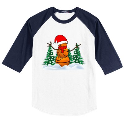 Basketball Winter Snowman Santa Baseball Sleeve Shirt