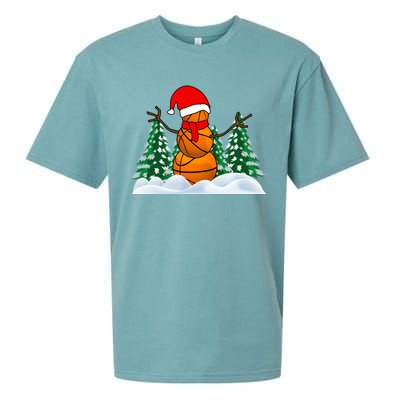 Basketball Winter Snowman Santa Sueded Cloud Jersey T-Shirt