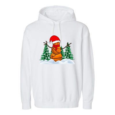 Basketball Winter Snowman Santa Garment-Dyed Fleece Hoodie