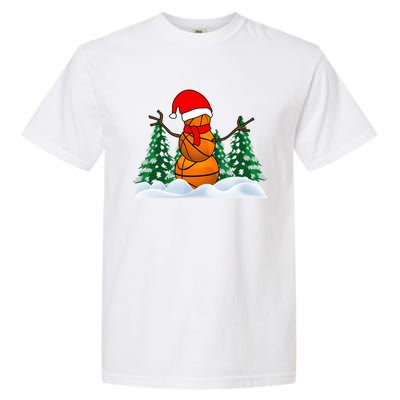 Basketball Winter Snowman Santa Garment-Dyed Heavyweight T-Shirt