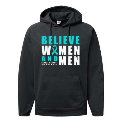 Belive Women & Sexual Assault Awareness Ribbon Performance Fleece Hoodie