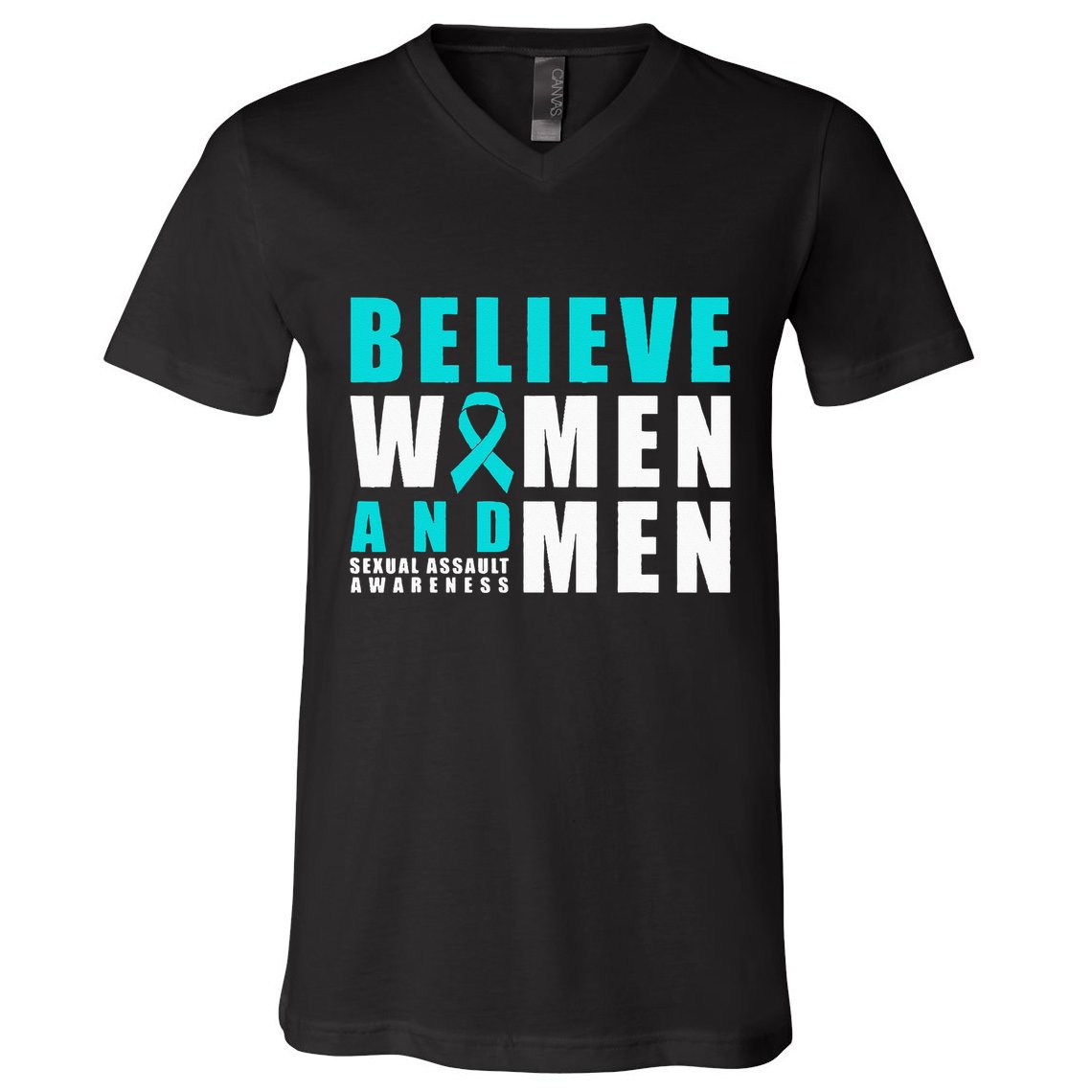 Belive Women & Sexual Assault Awareness Ribbon V-Neck T-Shirt