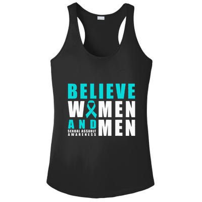 Belive Women & Sexual Assault Awareness Ribbon Ladies PosiCharge Competitor Racerback Tank
