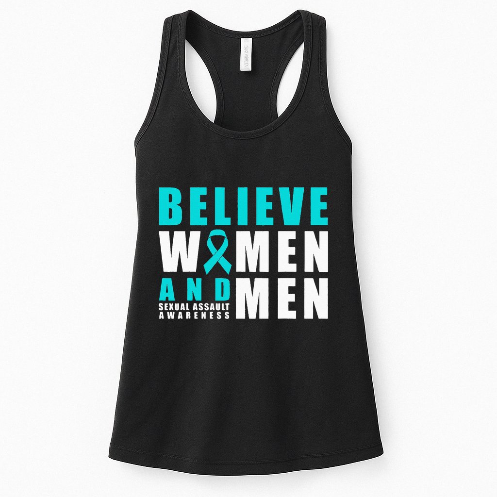 Belive Women & Sexual Assault Awareness Ribbon Womens Tank Top