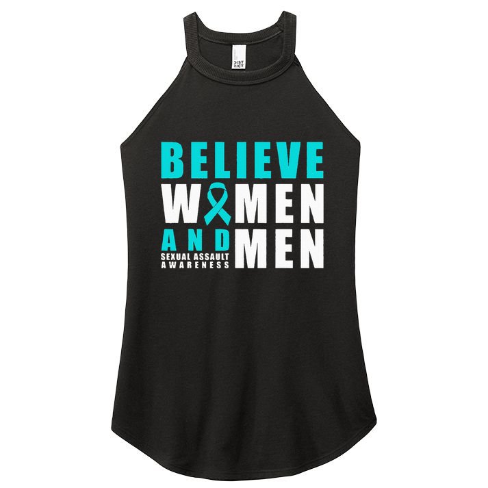 Belive Women & Sexual Assault Awareness Ribbon Women's Perfect Tri Rocker Tank