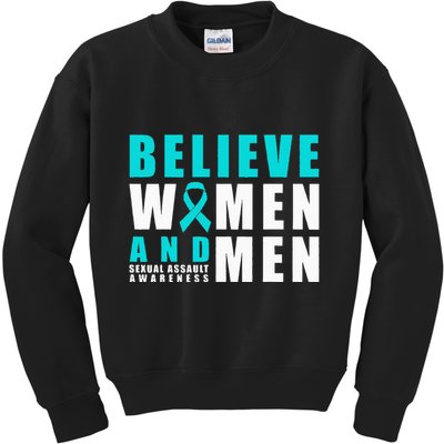 Belive Women & Sexual Assault Awareness Ribbon Kids Sweatshirt