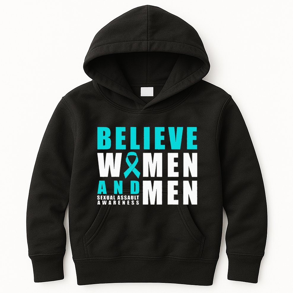 Belive Women & Sexual Assault Awareness Ribbon Kids Hoodie