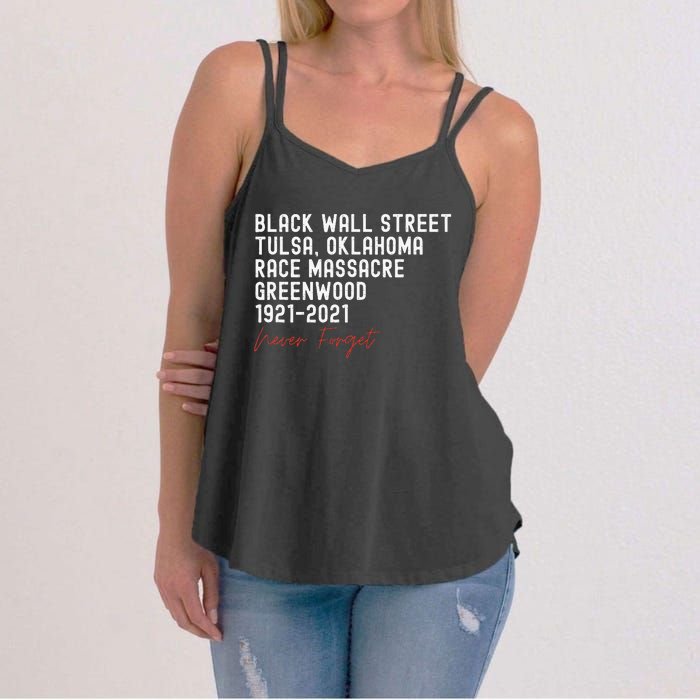 Black Wall Street. Tulsa Race Massacre Centennial. Greenwood Women's Strappy Tank