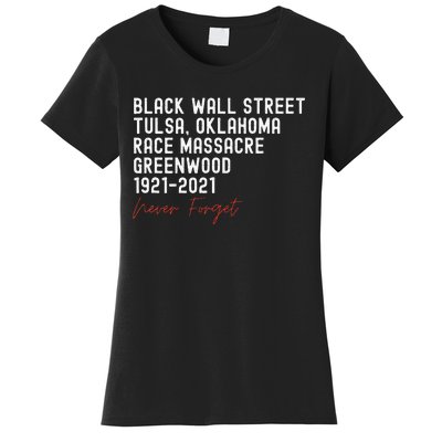 Black Wall Street. Tulsa Race Massacre Centennial. Greenwood Women's T-Shirt