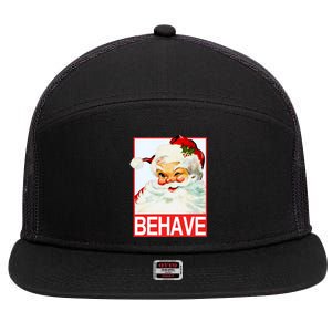 Behave Winking Santa Claus Gift 7 Panel Mesh Trucker Snapback Hat