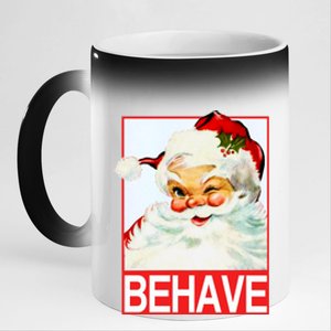 Behave Winking Santa Claus Gift 11oz Black Color Changing Mug