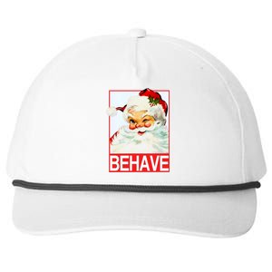 Behave Winking Santa Claus Gift Snapback Five-Panel Rope Hat