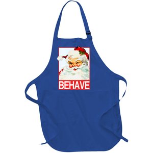 Behave Winking Santa Claus Gift Full-Length Apron With Pockets