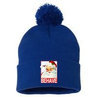 Behave Winking Santa Claus Gift Pom Pom 12in Knit Beanie