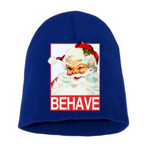 Behave Winking Santa Claus Gift Short Acrylic Beanie