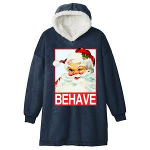 Behave Winking Santa Claus Gift Hooded Wearable Blanket