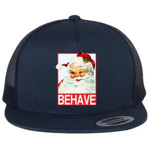 Behave Winking Santa Claus Gift Flat Bill Trucker Hat