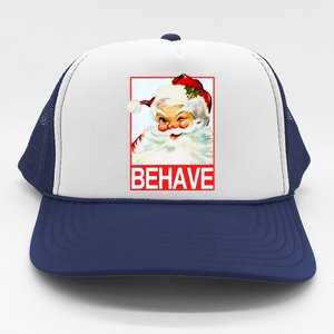 Behave Winking Santa Claus Gift Trucker Hat