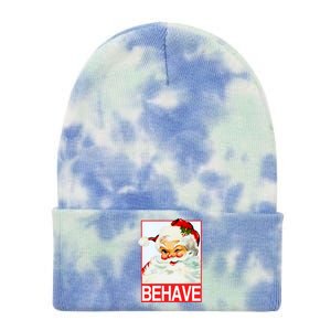 Behave Winking Santa Claus Gift Tie Dye 12in Knit Beanie