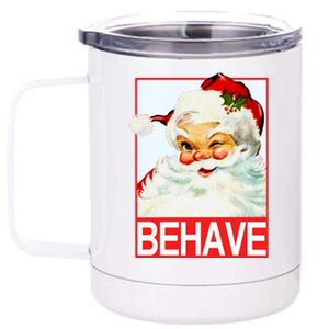 Behave Winking Santa Claus Gift 12 oz Stainless Steel Tumbler Cup