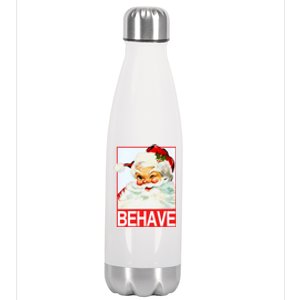 Behave Winking Santa Claus Gift Stainless Steel Insulated Water Bottle