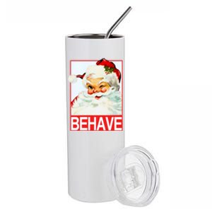 Behave Winking Santa Claus Gift Stainless Steel Tumbler