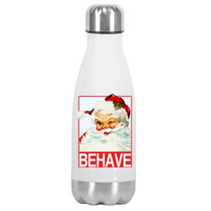 Behave Winking Santa Claus Gift Stainless Steel Insulated Water Bottle