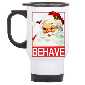 Behave Winking Santa Claus Gift Stainless Steel Travel Mug