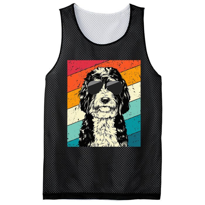 Bernedoodle With Sunglasses Dog Lovers Mesh Reversible Basketball Jersey Tank