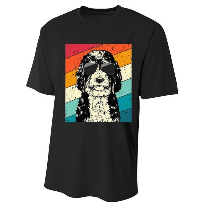 Bernedoodle With Sunglasses Dog Lovers Performance Sprint T-Shirt