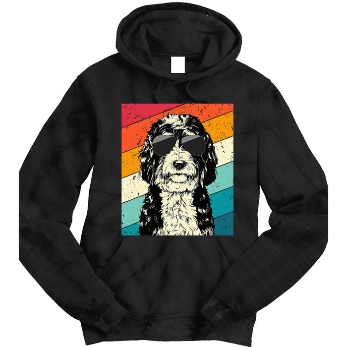 Bernedoodle With Sunglasses Dog Lovers Tie Dye Hoodie